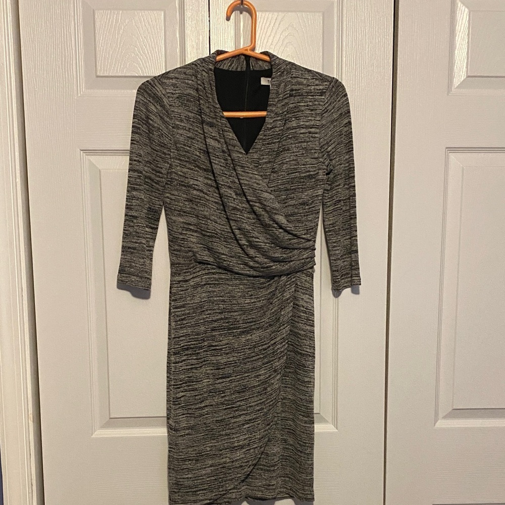 White House Black Market Heather Gray Long Sleeve Dress